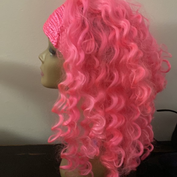 Pink curly Wig with braid forehead band - Picture 2 of 4